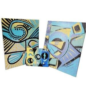 Original Painting Canvas Abstract art Design Floating Atmosphere Set of 3 Modern